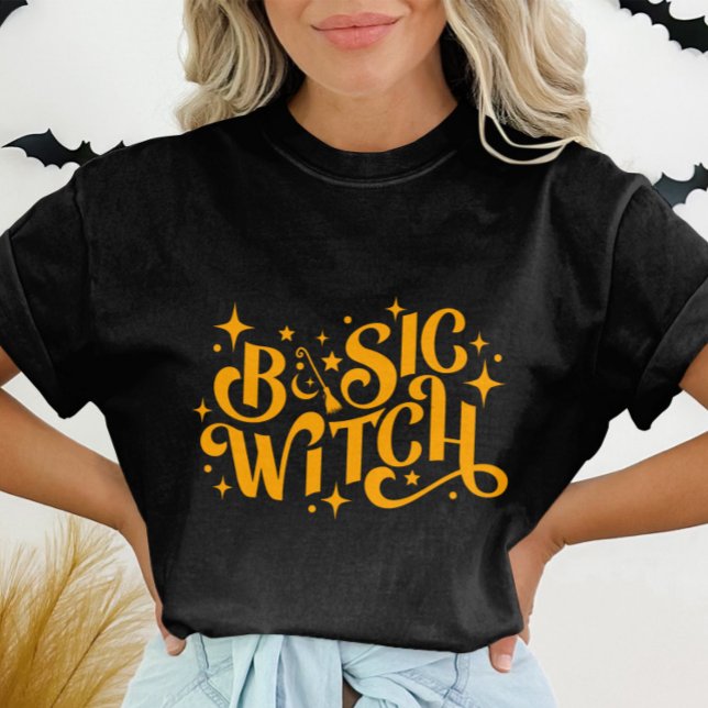 Camiseta Bruxa Básica Laranja Moderna Mulher Moderna Hallow (Criador carregado)