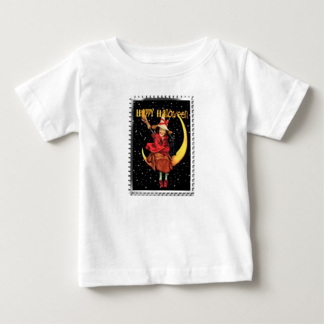 Camiseta Bruxa Boa do Halloween Nostálgico e seu Gato (Frente)