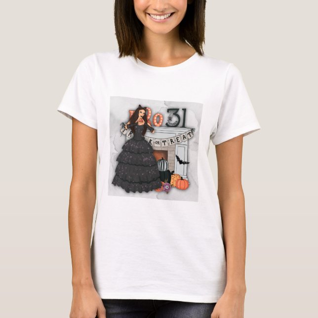 Camiseta Bruxa Bonita do Halloween (Frente)