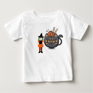 Camiseta Bruxa Bonita do Halloween e Caneca de Gato de Três