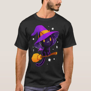 Camiseta Bruxa Bonita do Halloween Gato Preto