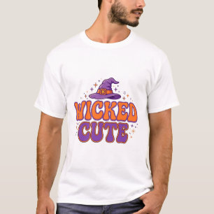 Camiseta Bruxa Bonita Tipografia Retro de Halloween Arte