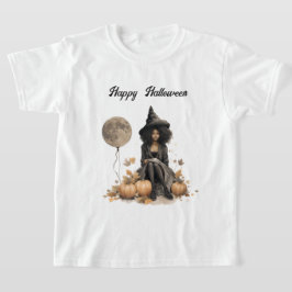 Camiseta Bruxa bonito do Halloween e Balão de Lua Cheia