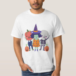 Camiseta Bruxa Branca de Halloween, Esqueleto, Abóboras