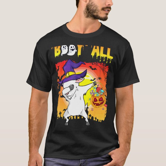 Camiseta Bruxa Cabra Dabbing Pumpkin Candy Feliz Halloween  (Frente)