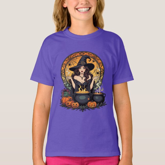 Camiseta Bruxa Caprichosamente Enfeitiçante Com Aranhas (Frente)