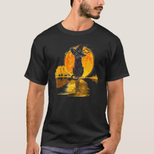 Camiseta Bruxa Chapéu de Gato Preto Assustador de Halloween