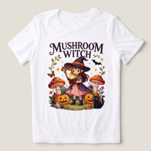 Camiseta Bruxa Cogumelo Fofo Halloween