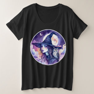Camiseta Bruxa com uma Coruja - Diversão para Fãs de Hallow