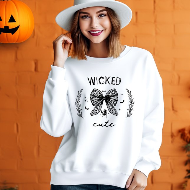 Camiseta Bruxa Coquette Lace Black Arco Halloween (Witch Coquette Lace Black Bow Halloween Name Sweatshirt)