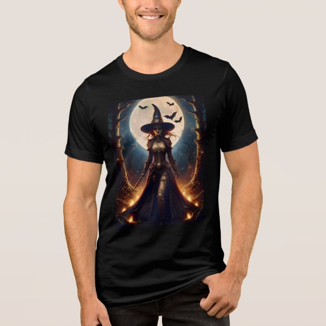 Camiseta Bruxa da Floresta Steampunk do Halloween (Frente)