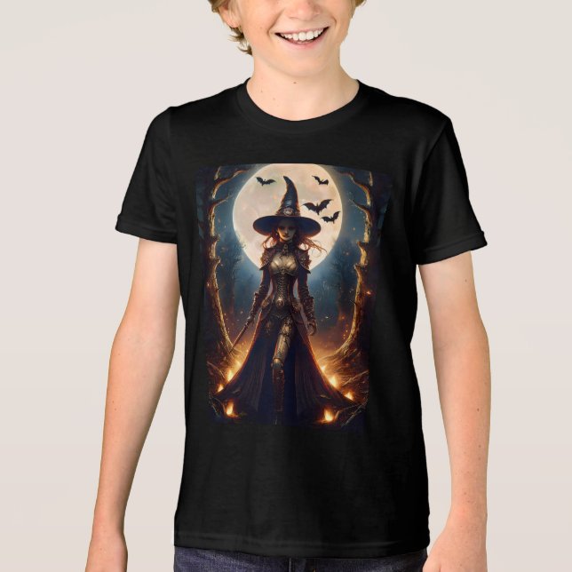 Camiseta Bruxa da Floresta Steampunk do Halloween (Frente)