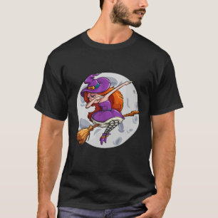 Camiseta Bruxa Dabbing do Halloween No Vassoura Voa Cheio D