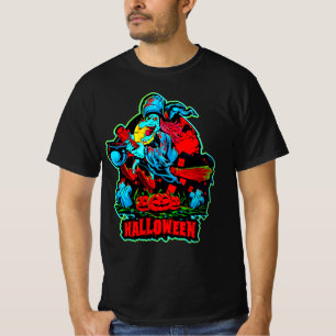 Camiseta Bruxa das Bruxas Voando Cauldron Pumpkins Graves