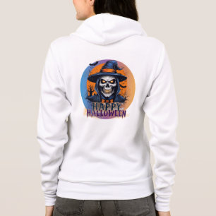 Camiseta Bruxa de Caveira Assustadora Arte de Halloween-888