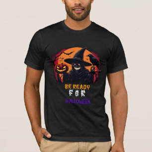 Camiseta Bruxa de Caveira de Halloween em Cena Noturna ao L