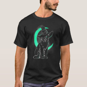 Camiseta Bruxa de Chapéu de Gatinho Assustador de Halloween