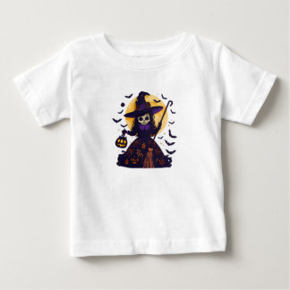 Camiseta Bruxa de Esqueleto de Corte de Papel Lua Cheia Hal