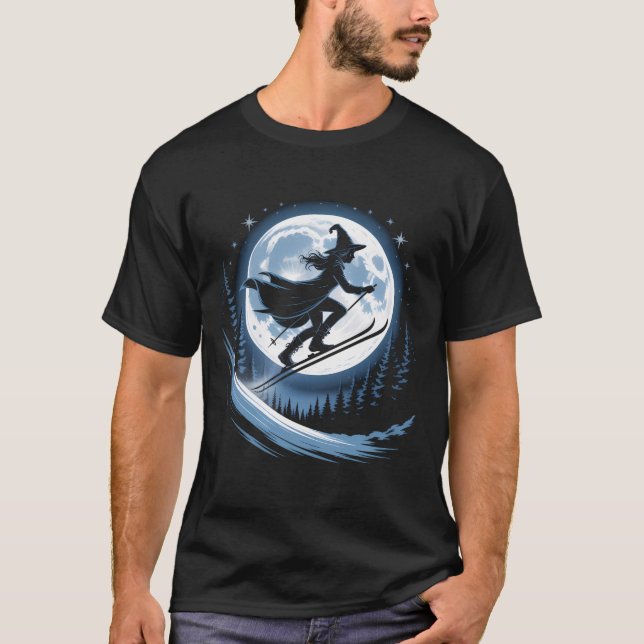 Camiseta Bruxa de Esqui sob a Lua Cheia (Frente)