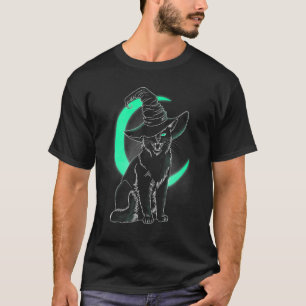Camiseta Bruxa de Gatinho Assustador Chapéu de Halloween Ga