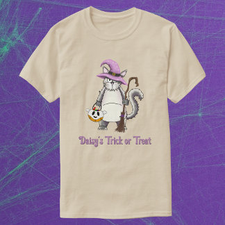 Camiseta Bruxa de Gato Branco Presente Caprichoso de Hallow