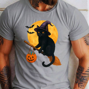 Camiseta Bruxa de Gato Chapéu Abóbora Halloween