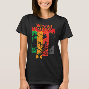 Camiseta Bruxa de Gato Malvado Lua Impressão de Letra Hal