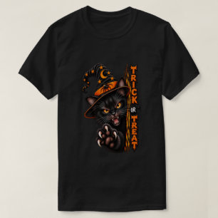Camiseta Bruxa de Gato Preto Assustador Dia das Bruxas ou T