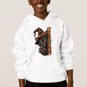 Camiseta Bruxa de Gato Preto Assustador Meia-Noite de Hallo