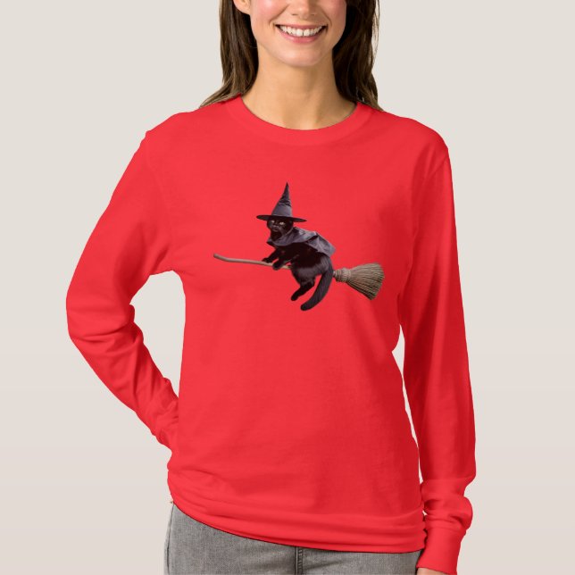 Camiseta Bruxa de Gato Preto Fofo (Frente)