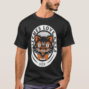 Camiseta Bruxa de Gato Preto Halloween Goth Gráfico