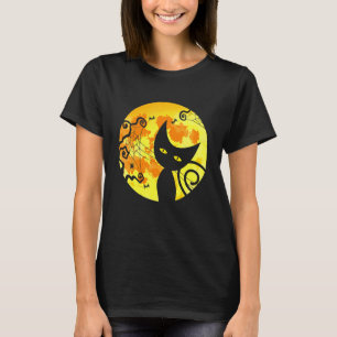 Camiseta Bruxa de Gato Preto Lua Cheia Vintage Halloween Ho