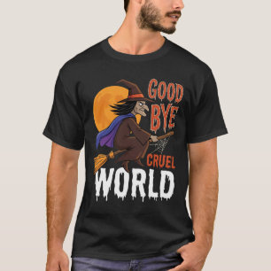 Camiseta Bruxa de Halloween Adeus Mundo Cruel Vetor