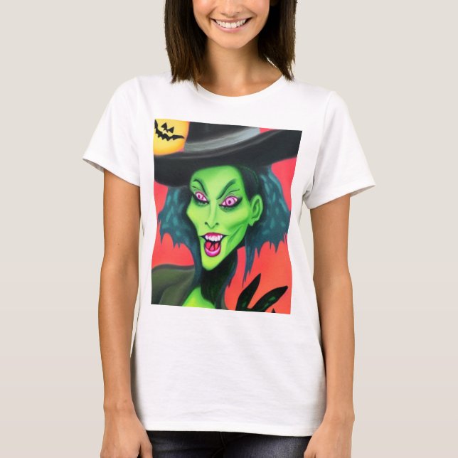 Camiseta Bruxa de Halloween Caprichosa (Frente)