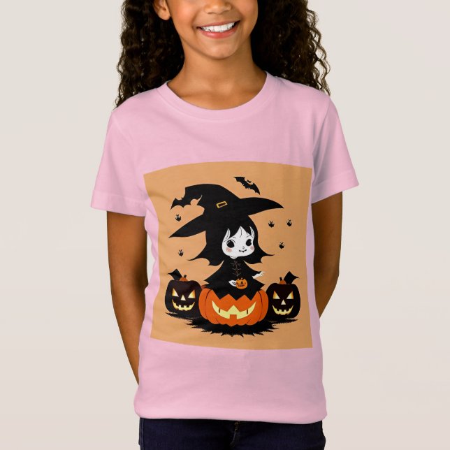 Camiseta Bruxa de Halloween com Abóboras (Frente)