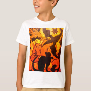 Camiseta Bruxa de Halloween com um Gato Negro