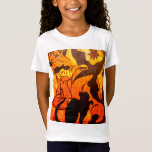 Camiseta Bruxa de Halloween com um Gato Negro