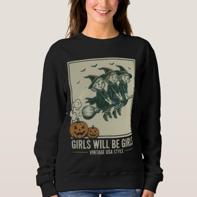 Camiseta Bruxa de Halloween das Mulheres - Raparigas Serão  (Frente)
