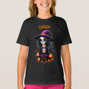 Camiseta Bruxa de Halloween de Kawaii, um Adorável e Bonito