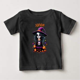 Camiseta Bruxa de Halloween de Kawaii, um Adorável e Bonito