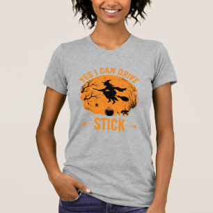 Camiseta Bruxa de Halloween Drive Stick Gráfico_1