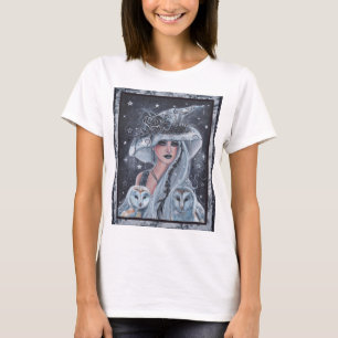 Camiseta bruxa de Halloween e coruja