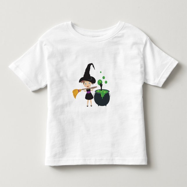 Camiseta Bruxa de Halloween Fofa (Frente)