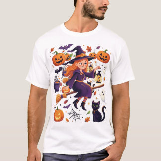 Camiseta Bruxa de Halloween Fofa