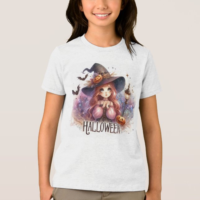 Camiseta Bruxa de Halloween Fofa (Frente)