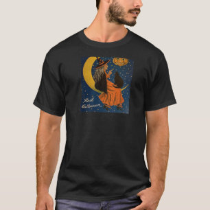 Camiseta Bruxa De Halloween, Gato Negro E Lanterna De Jack,
