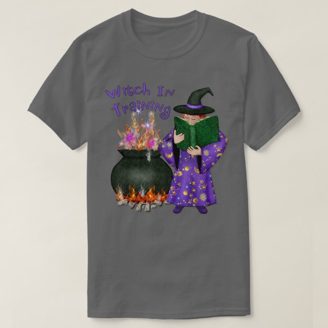 Camiseta Bruxa de Halloween no Treinamento (Frente do Design)