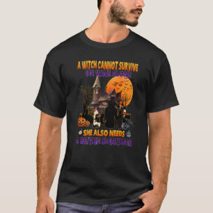 Camiseta Bruxa de Halloween no Vinho e Gato Shorthair Britâ