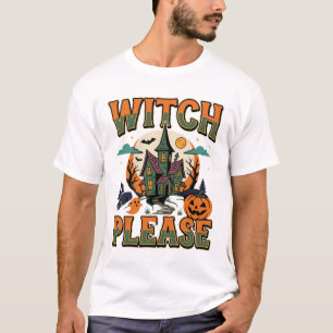 Camiseta Bruxa de Halloween Por Favor Casa Assombrada Vetor