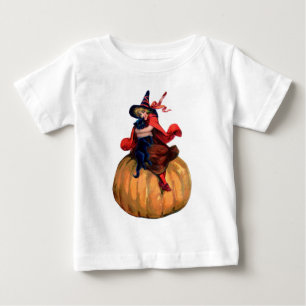 Camiseta Bruxa de Halloween Vintage, Gato e Abóbora
